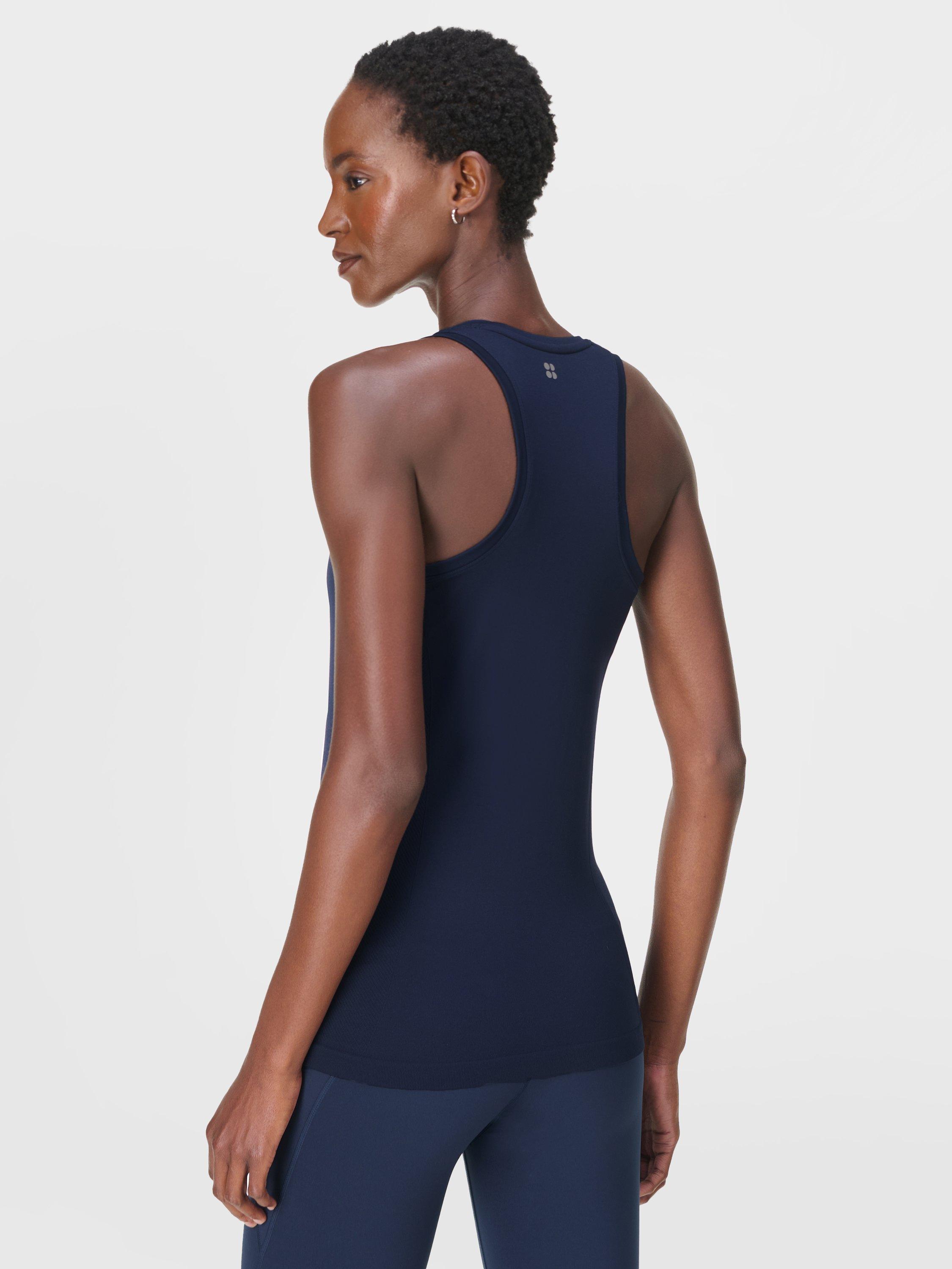 Product image 2 of 6, which shows Sweaty Betty Athlete Seamless Workout Tank Top, Navy Blue, XXS