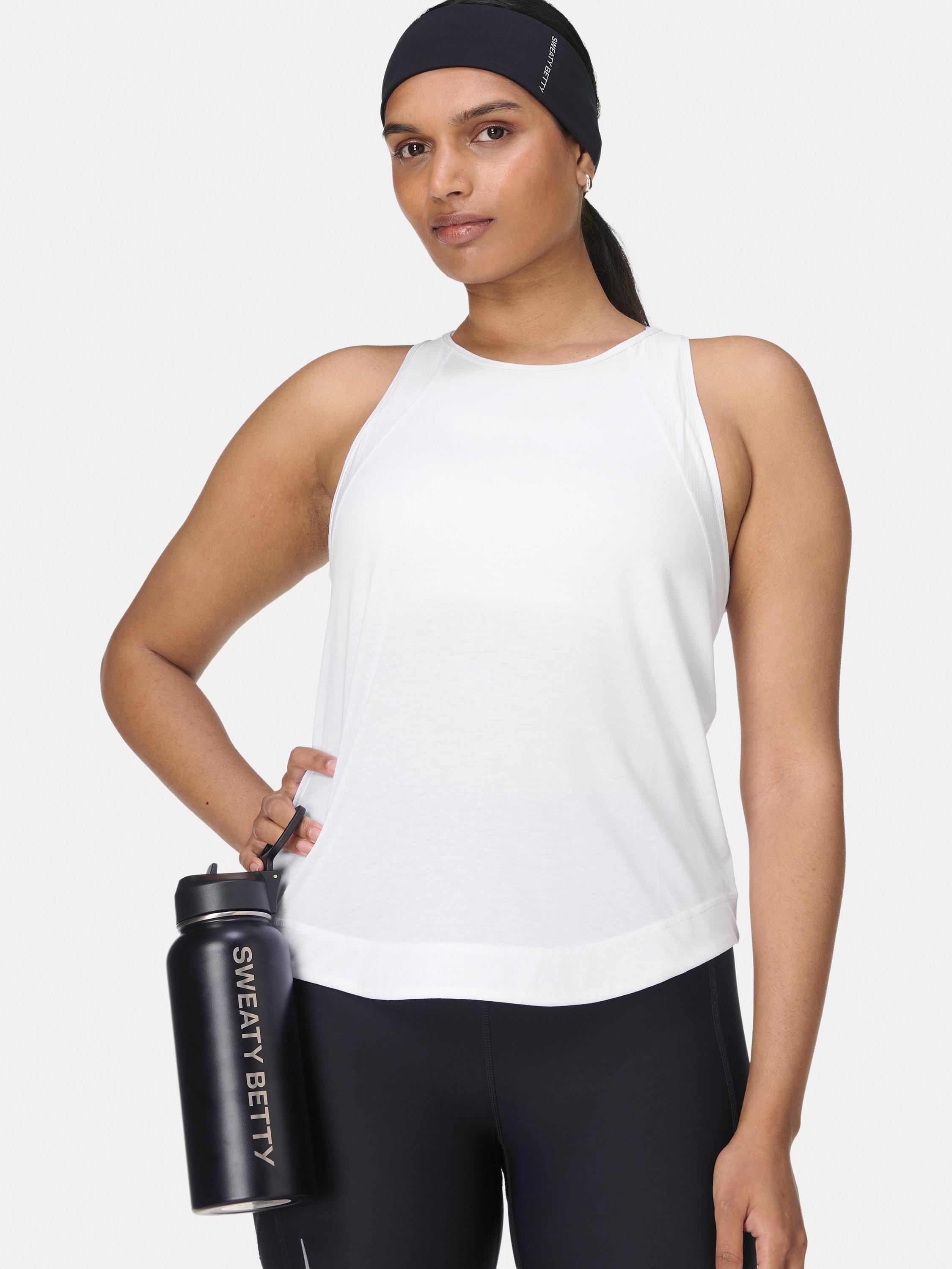 Product image 2 of 8, which shows Sweaty Betty Breathe Easy Mesh Run Tank Top, White, XXS