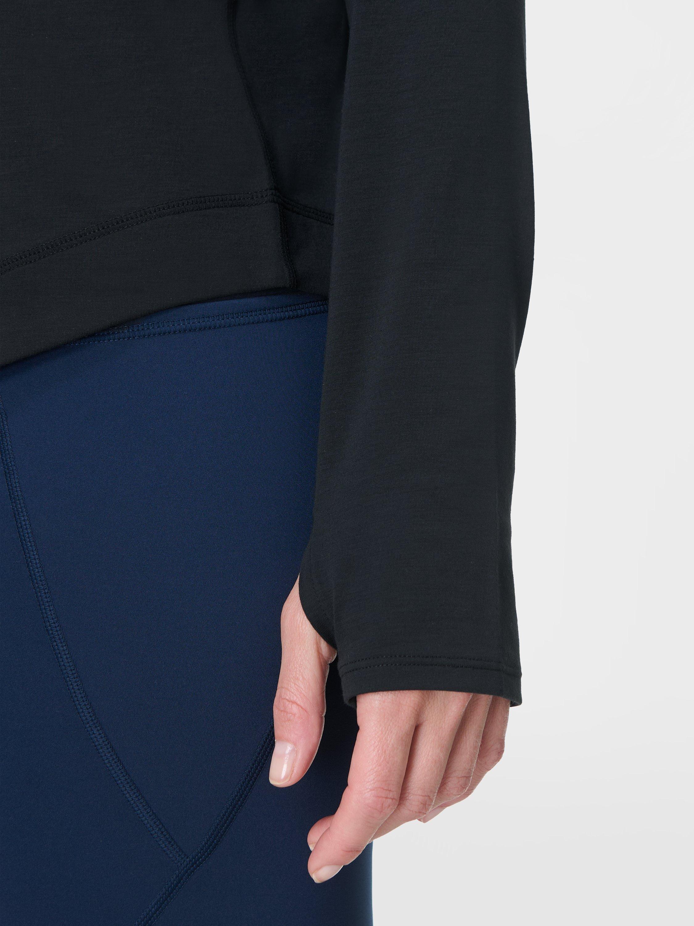 Product image 3 of 7, which shows Sweaty Betty Breathe Easy Long Sleeve Top, Black, XXS