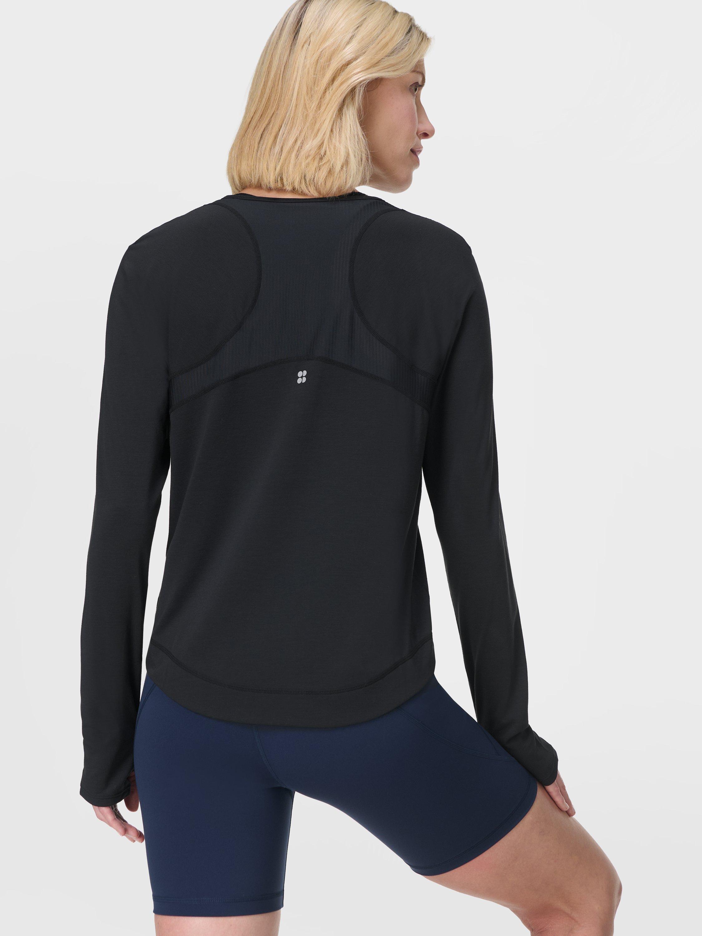 Product image 5 of 7, which shows Sweaty Betty Breathe Easy Long Sleeve Top, Black, XXS