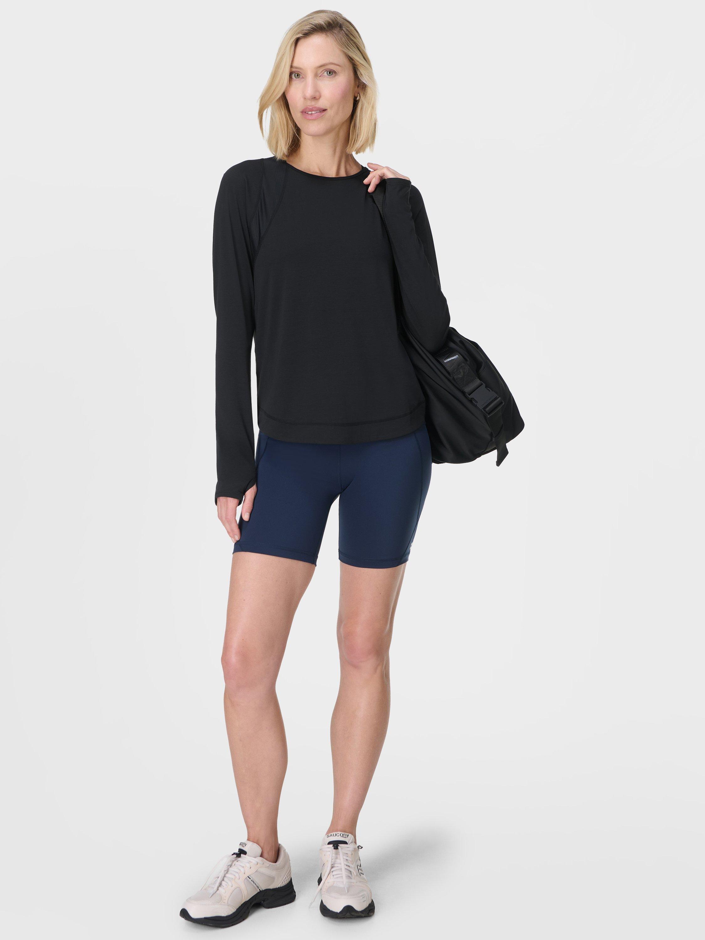 Product image 6 of 7, which shows Sweaty Betty Breathe Easy Long Sleeve Top, Black, XXS