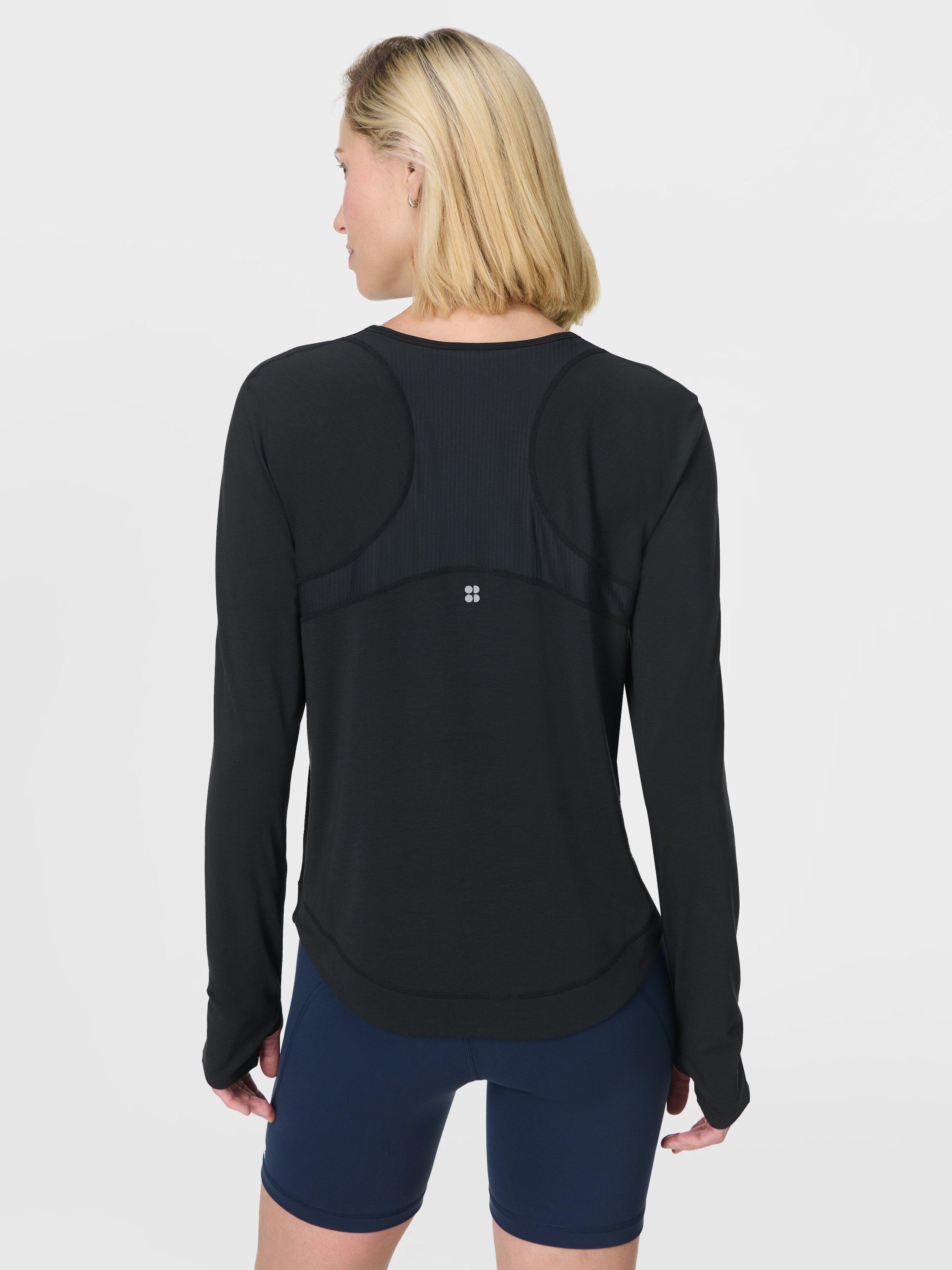 Product image 7 of 7, which shows Sweaty Betty Breathe Easy Long Sleeve Top, Black, XXS