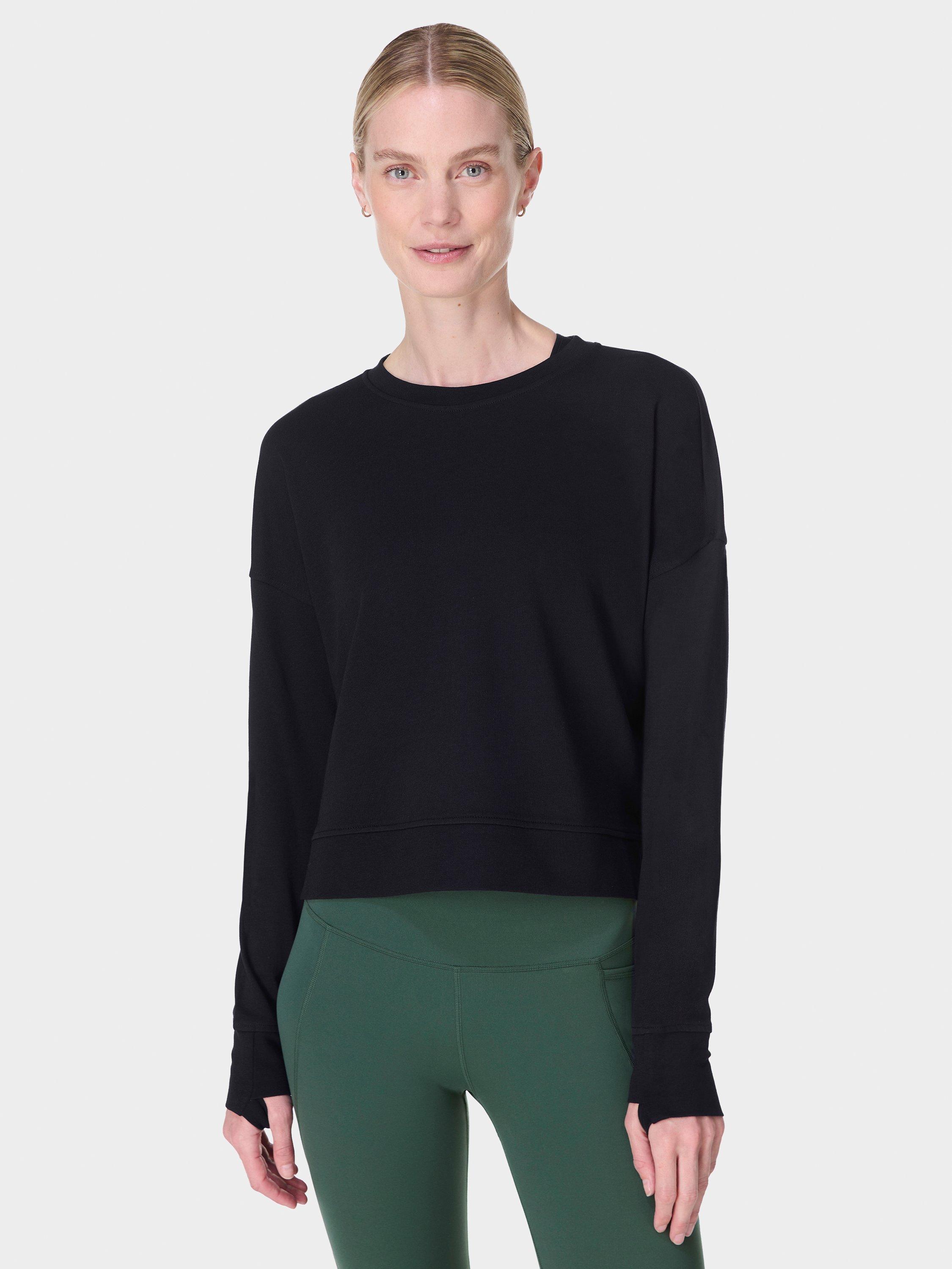 Product image 1 of 6, which shows Sweaty Betty After Class Crop Sweatshirt, Black, XXS