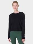 Sweaty Betty After Class Crop Sweatshirt, Pepper Red, Black