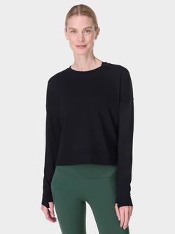 Sweaty Betty After Class Crop Sweatshirt, Black