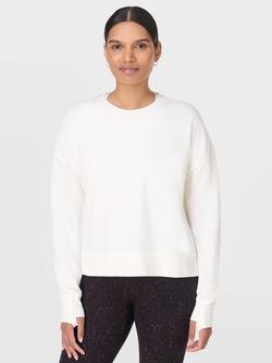 Sweaty Betty Cotton Blend Round Neck Sweatshirt, Lily White