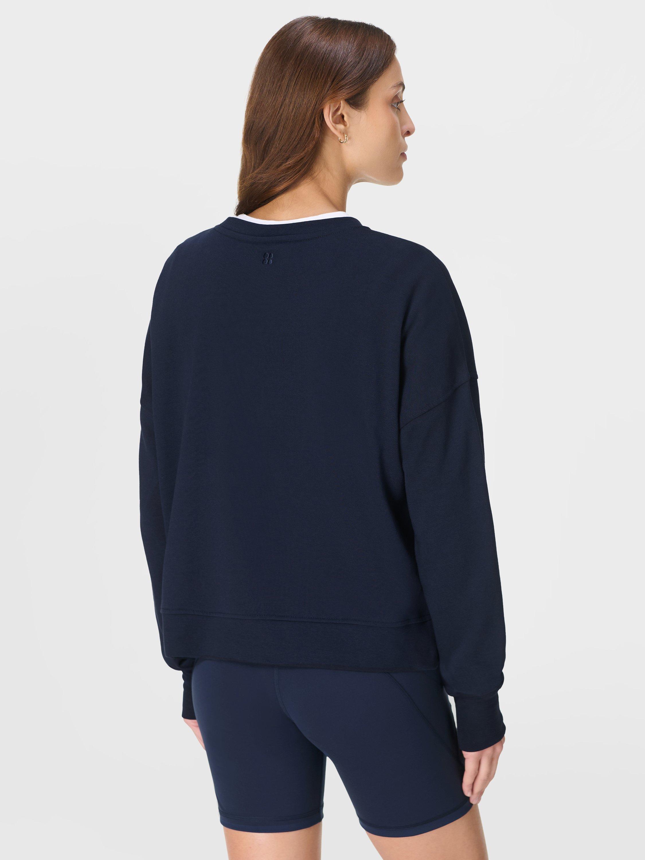 Product image 6 of 8, which shows Sweaty Betty After Class Crop Sweatshirt, Navy Blue, XXS