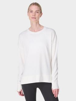 Sweaty Betty Cotton Blend Round Neck Jumper, Lily White