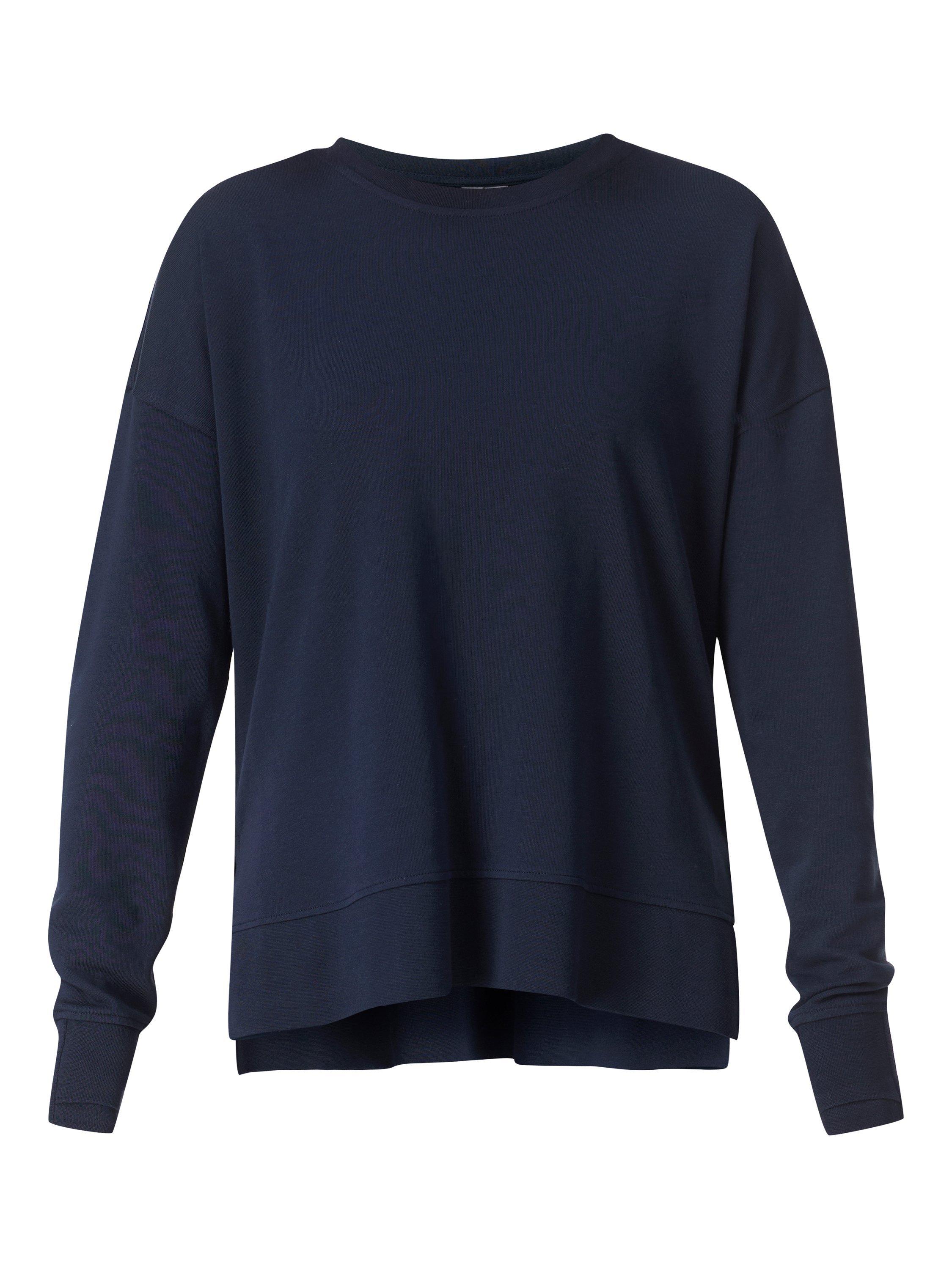 Product image 4 of 7, which shows Sweaty Betty After Class Longline Sweatshirt, Navy Blue, XXS