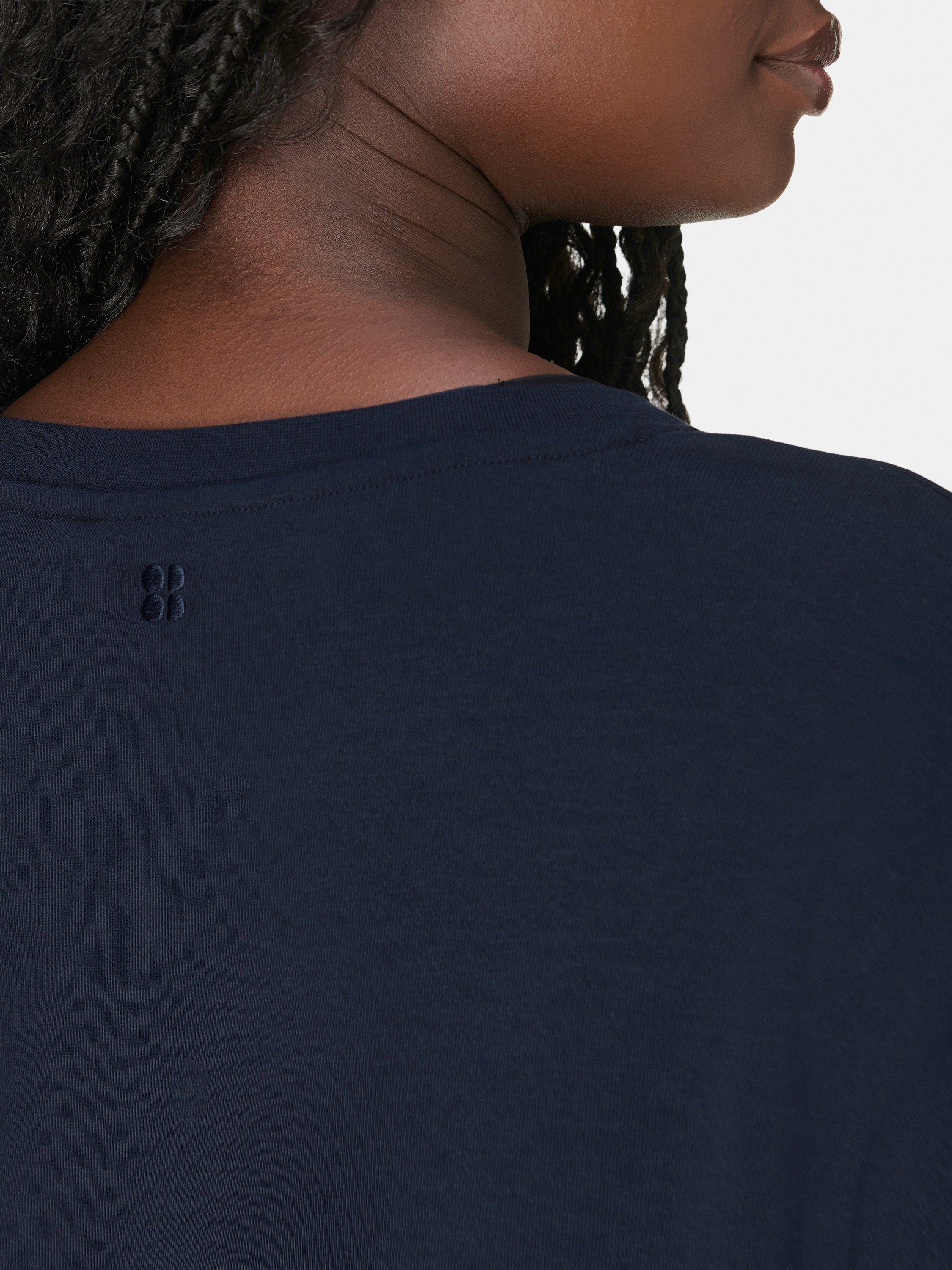 Product image 5 of 7, which shows Sweaty Betty After Class Longline Sweatshirt, Navy Blue, XXS