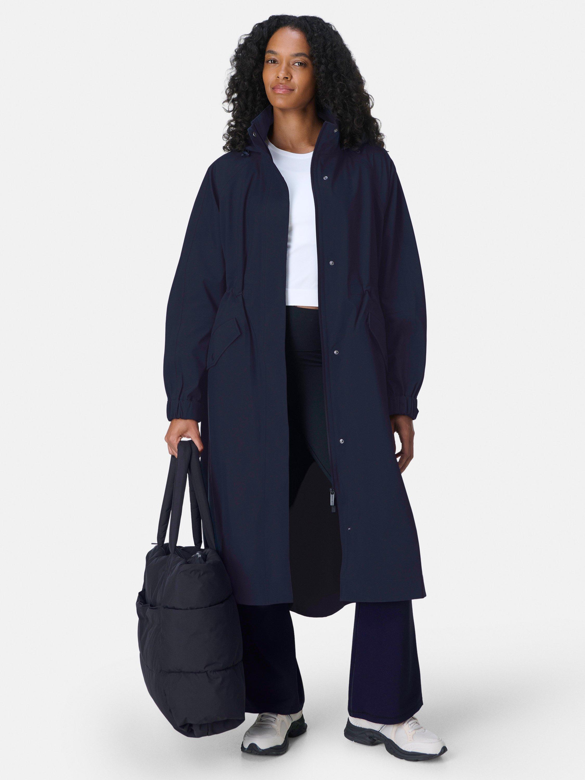 Product image 2 of 7, which shows Sweaty Betty Motion Technical Longline Parka, French Navy Blue, XXS