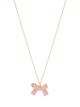 Stych Kids' Enamel Bow Locket Pendant Necklace, Pink/Gold