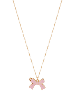 Stych Kids' Enamel Bow Locket Pendant Necklace, Pink/Gold, Pink/Gold
