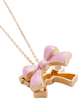 Stych Kids' Enamel Bow Locket Pendant Necklace, Pink/Gold
