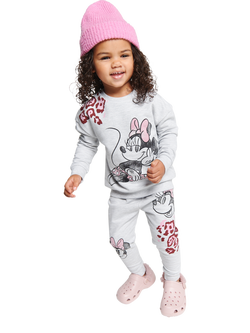 Brand Threads Kids' Minnie Mouse Jogger Daywear Set, Grey/Multi, Grey/Multi