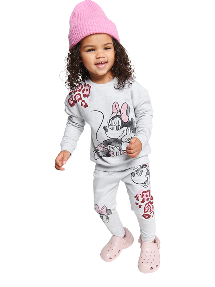 Brand Threads Kids' Minnie Mouse Jogger Daywear Set, Grey/Multi, Grey/Multi