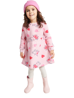 Brand Threads Kids' Cotton Blend Peppa Pig Dress, Pink, Pink