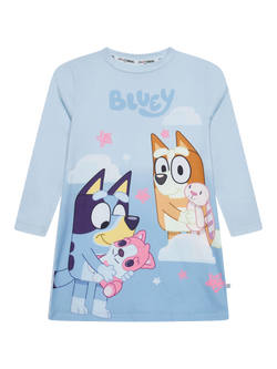 Brand Threads Kids' Long Sleeved Bluey Nightdress, Blue, Blue