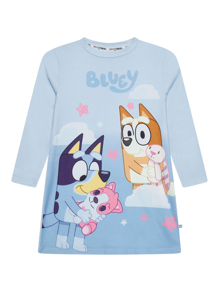 Brand Threads Kids' Long Sleeved Bluey Nightdress, Blue, Blue
