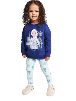 Brand Threads Kids' Disney Frozen Top and Leggings Set, Blue, Blue