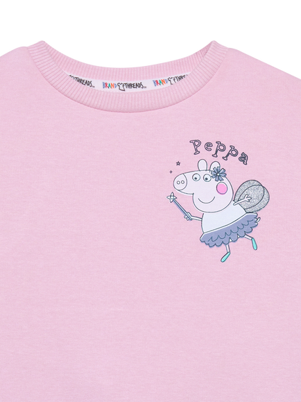 Brand Threads Kids' Peppa Pig Jumper & Joggers Set, Pink - view 2, Pink