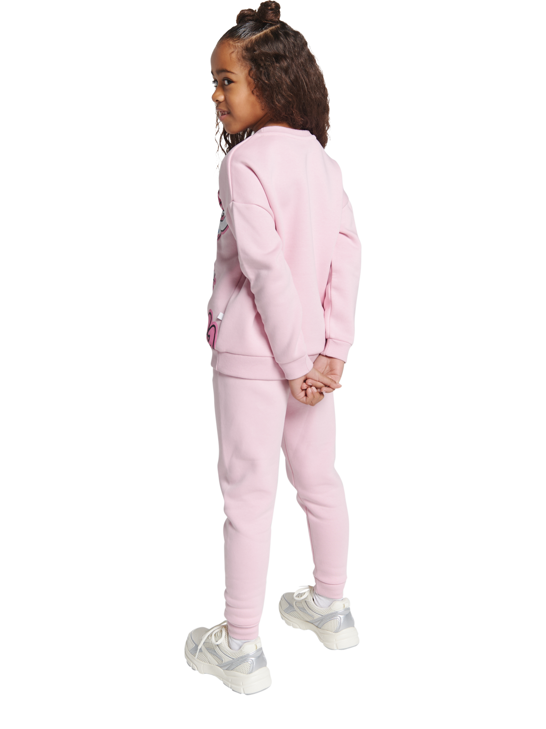 Product image 2 of 4, which shows Brand Threads Kids' Cotton Blend Hello Kitty Joggers, Pink, 6-7 years