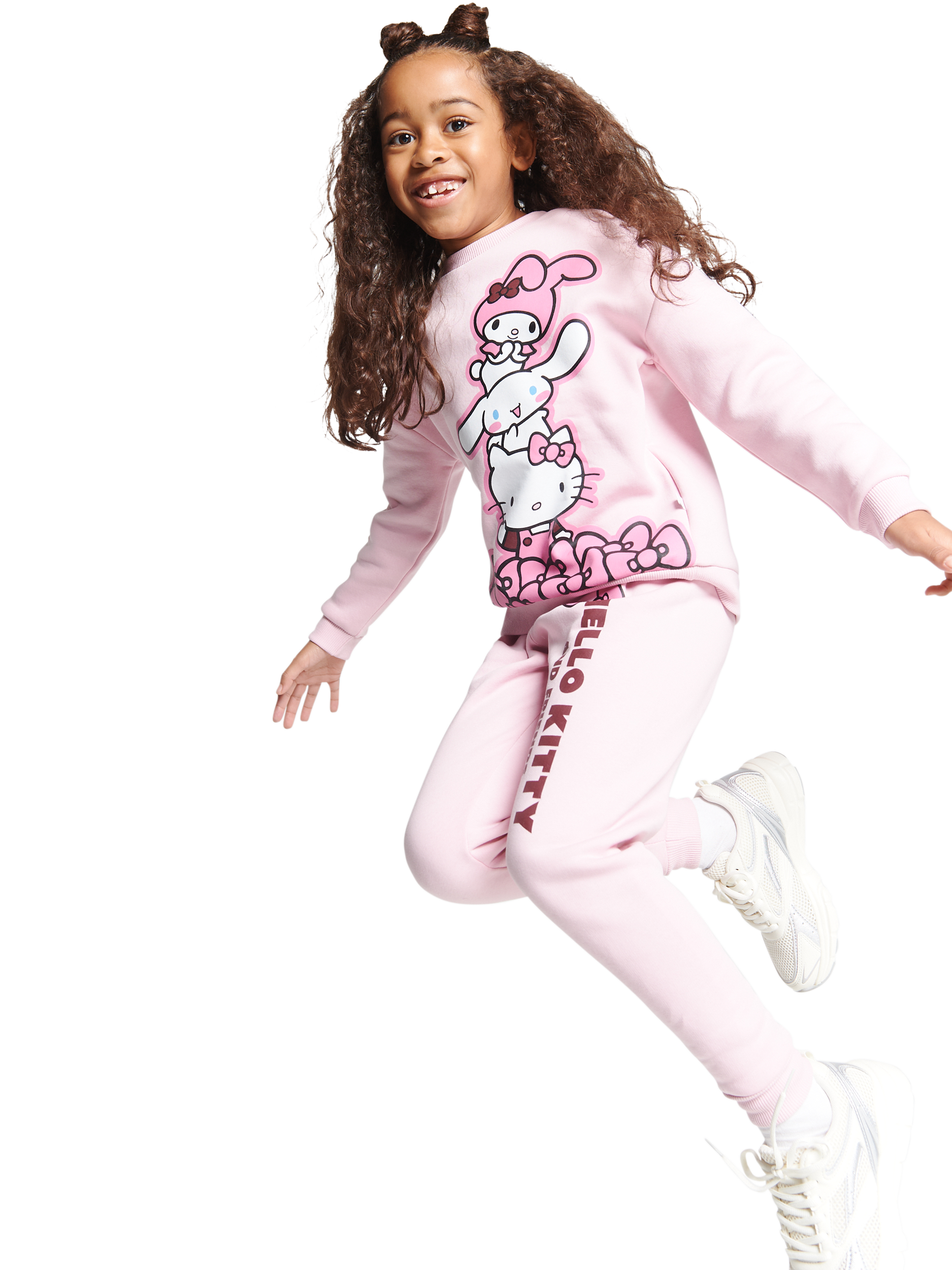 Product image 4 of 4, which shows Brand Threads Kids' Cotton Blend Hello Kitty Joggers, Pink, 6-7 years