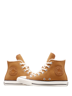 Converse Chuck Taylor All Star Suede Hi-Top Trainers, Tan - view 2, Tan