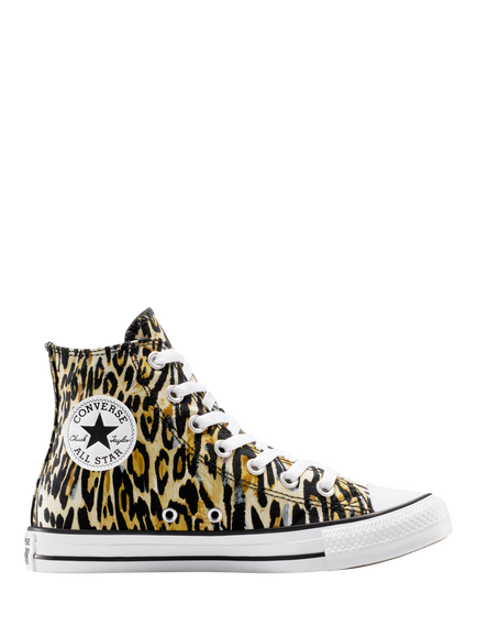 Converse Chuck Taylor All Star Leopard Print Canvas Hi-Top Trainers, Brown/White/Multi, Brown/White/Multi