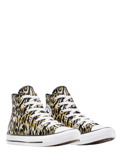 Converse Chuck Taylor All Star Leopard Print Canvas Hi-Top Trainers, Brown/White/Multi - view 2, Brown/White/Multi