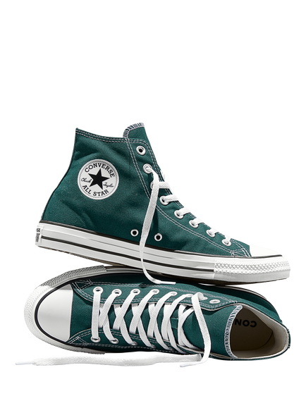 Converse Chuck Taylor All Star Canvas Hi-Top Trainers, Jade - view 2, Jade