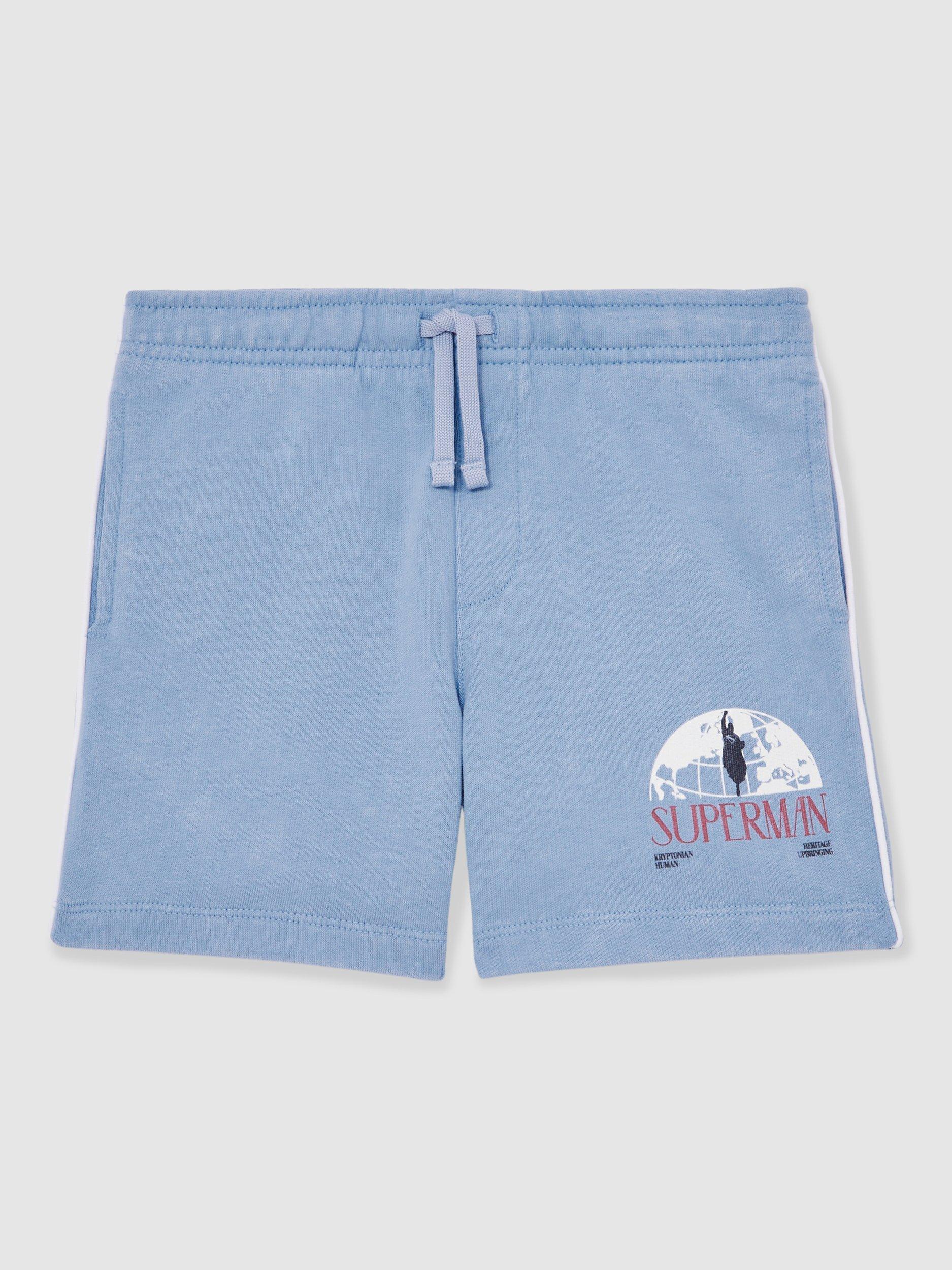 Product image 2 of 5, which shows Reiss Kids' Superman Shorts, Light Blue, 4-5 years