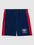 Reiss Kids' Krypto Cotton Blend Drawstring Shorts, Blue/Red