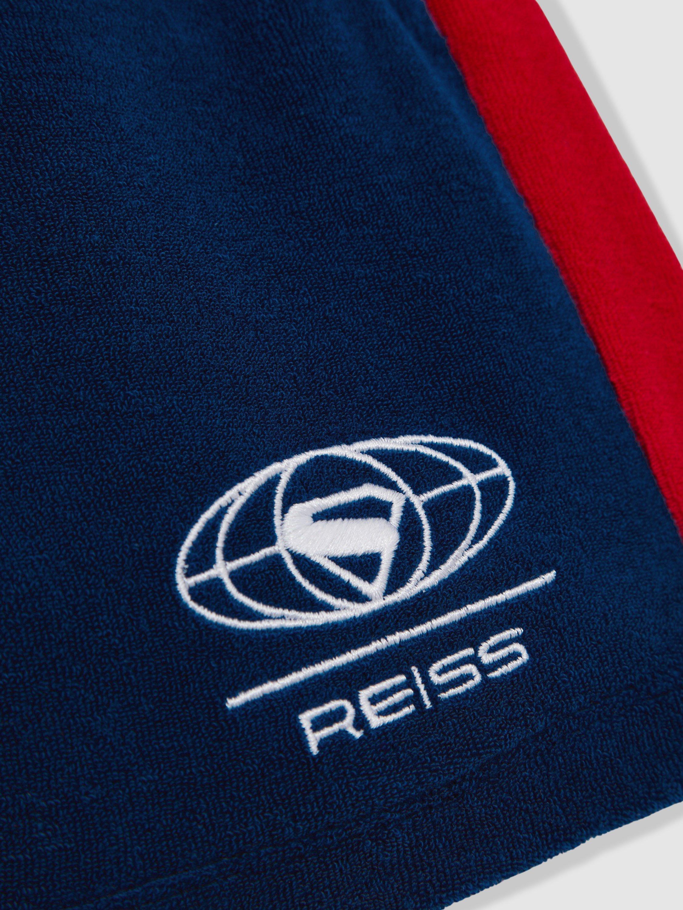 Product image 4 of 4, which shows Reiss Kids' Krypto Cotton Blend Drawstring Shorts, Blue/Red, 3-4 years