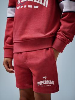 Reiss Kids' Payton Cotton Drawstring Superman Shorts, Red, Red