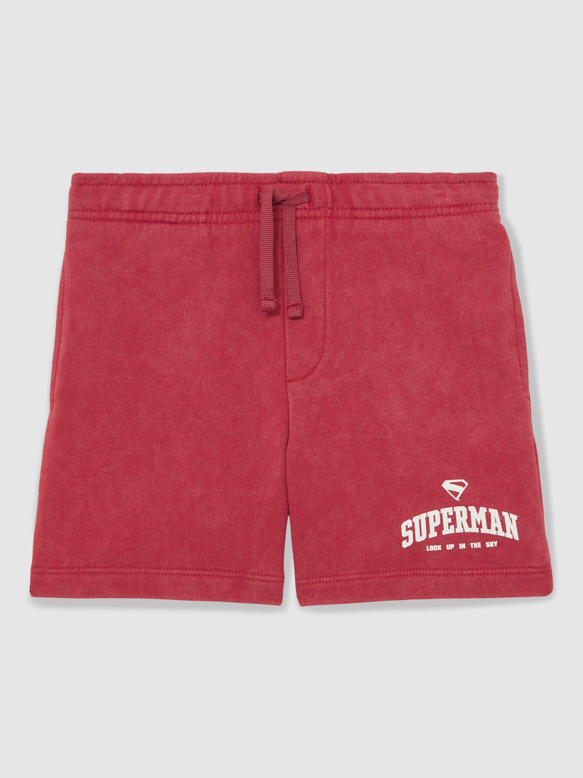 Product image 2 of 3, which shows Reiss Kids' Payton Cotton Drawstring Superman Shorts, Red, 9-10 years