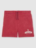 Reiss Kids' Payton Cotton Drawstring Superman Shorts, Red
