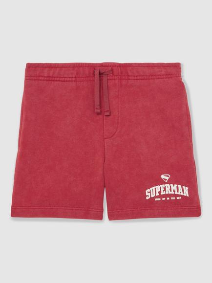 Reiss Kids' Payton Cotton Drawstring Superman Shorts, Red - view 2, Red