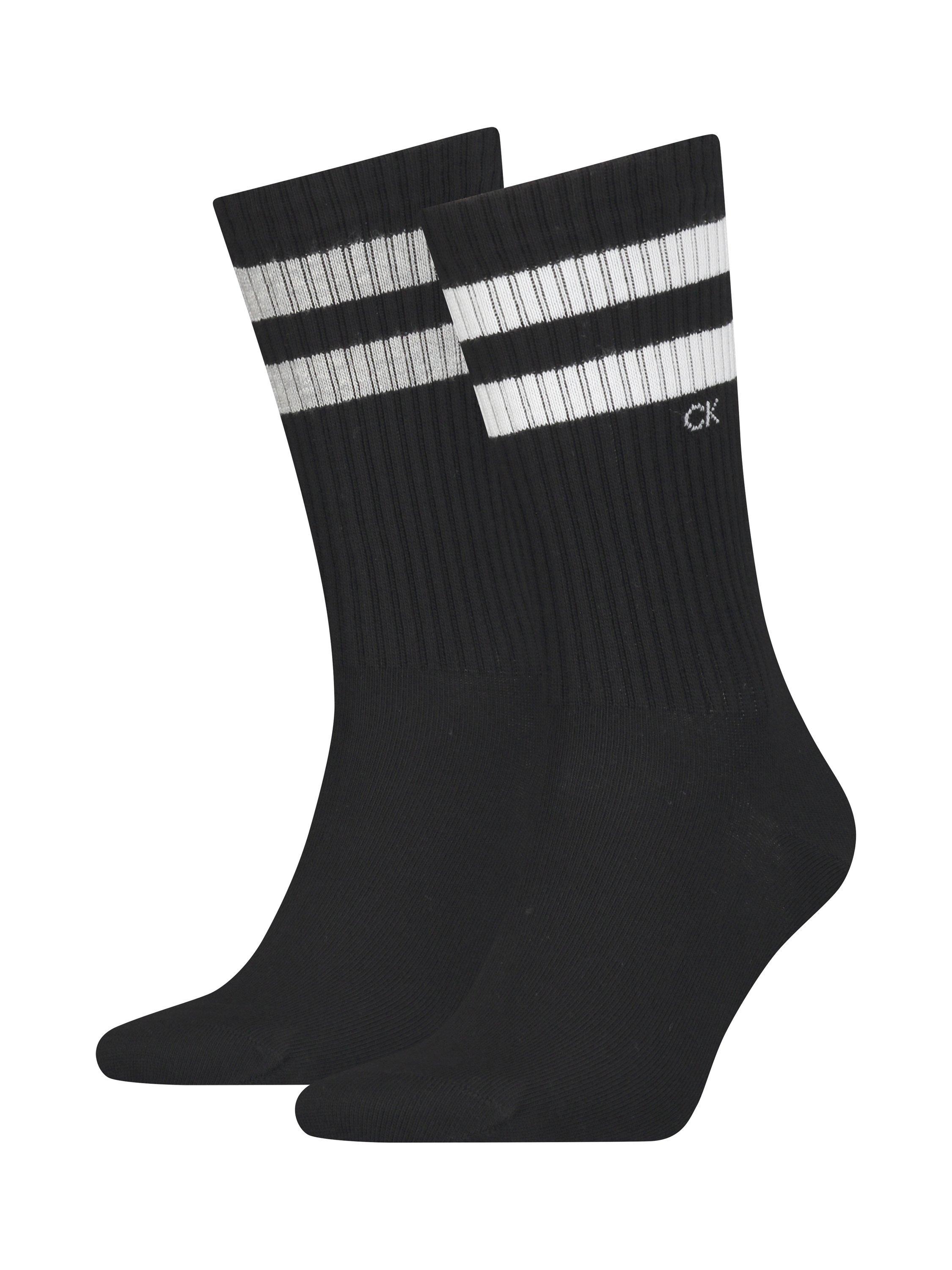 Product image 1 of 2, which shows Calvin Klein Crew Socks, Pack of 2, Black, S-M