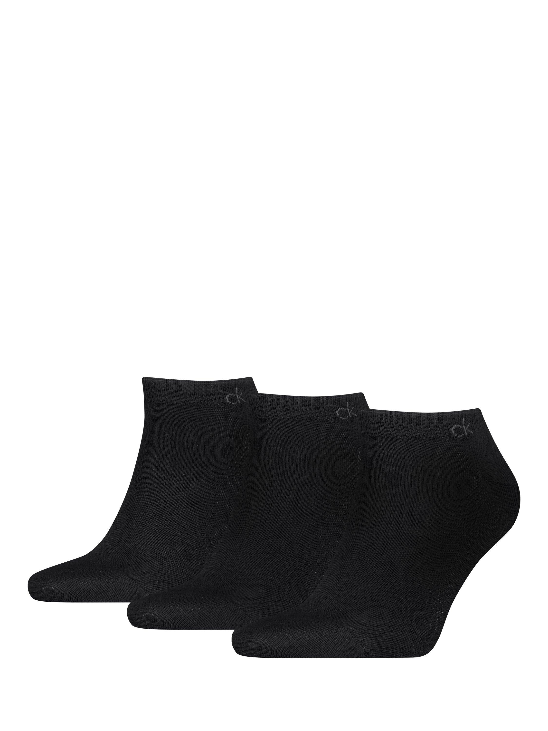Product image 1 of 2, which shows Calvin Klein Trainer Socks, Pack of 3, Black, S-M