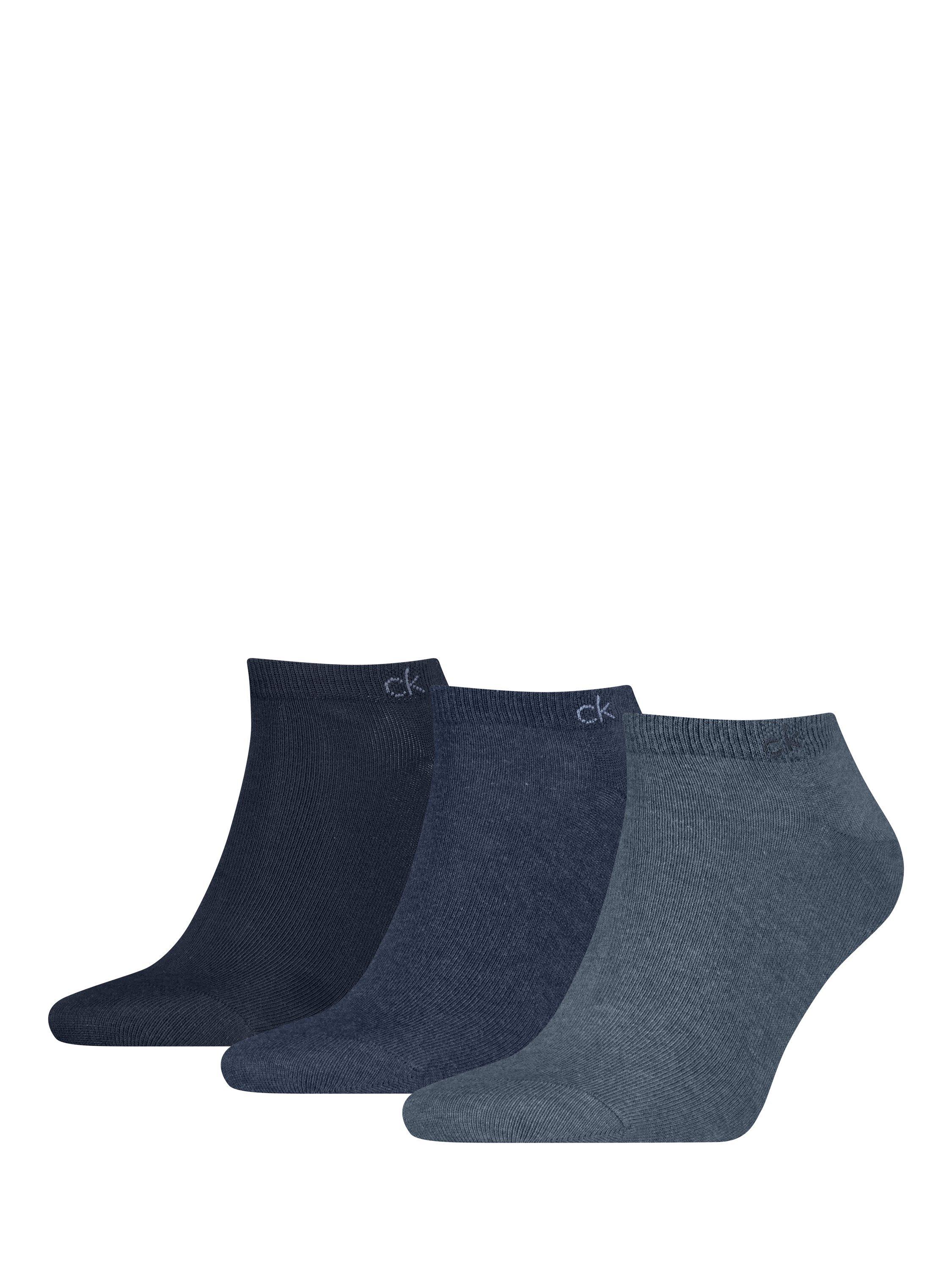 Product image 1 of 2, which shows Calvin Klein Trainer Socks, Pack of 3, Denim, S-M