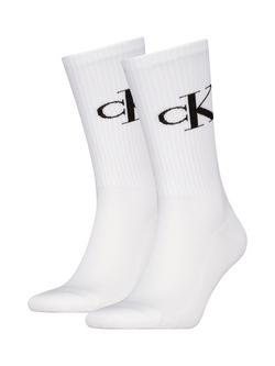 Calvin Klein Monogram Crew Socks, Pack of 2, White, White