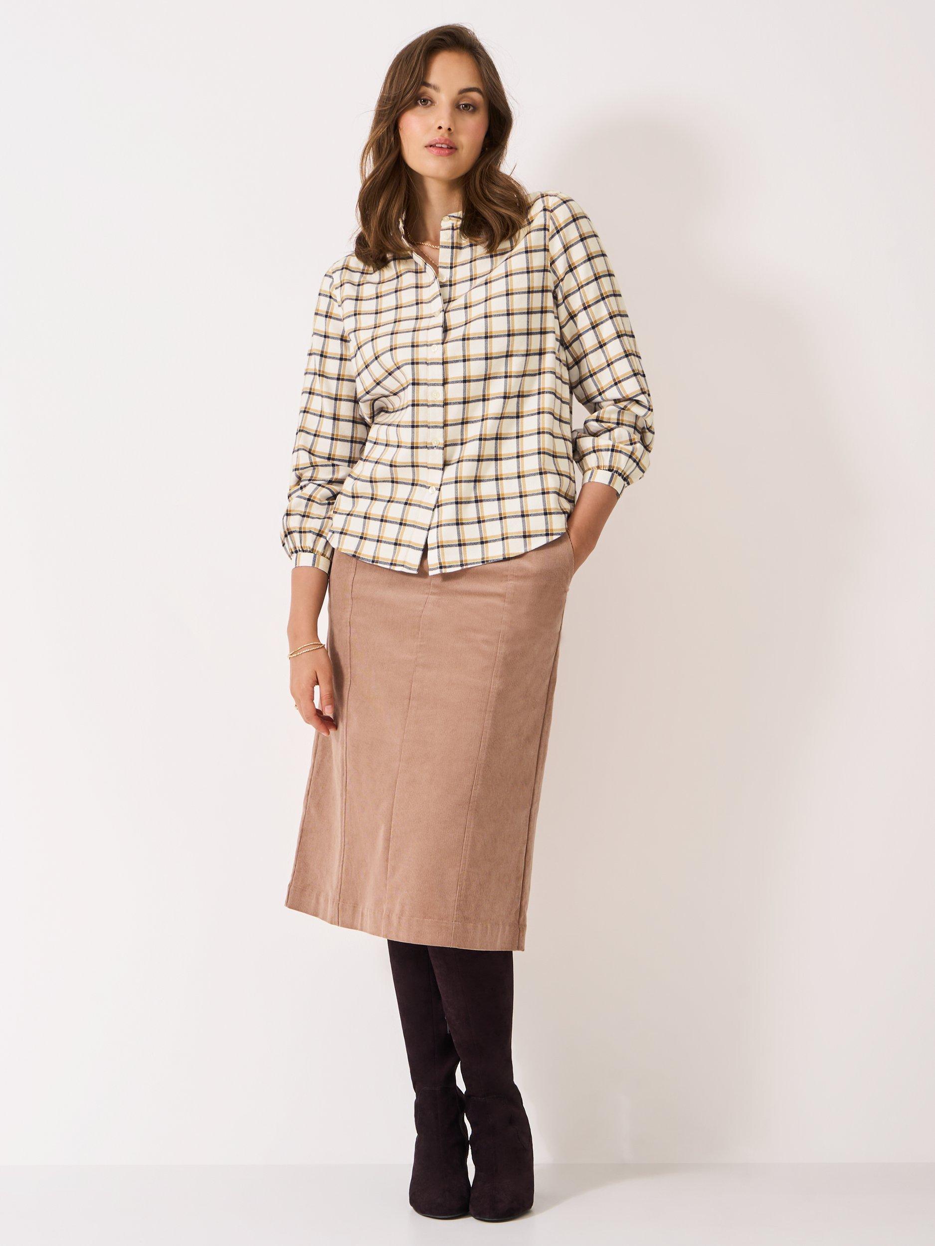 Product image 1 of 4, which shows Crew Clothing Tabitha Flannel Shirt, Beige, 10