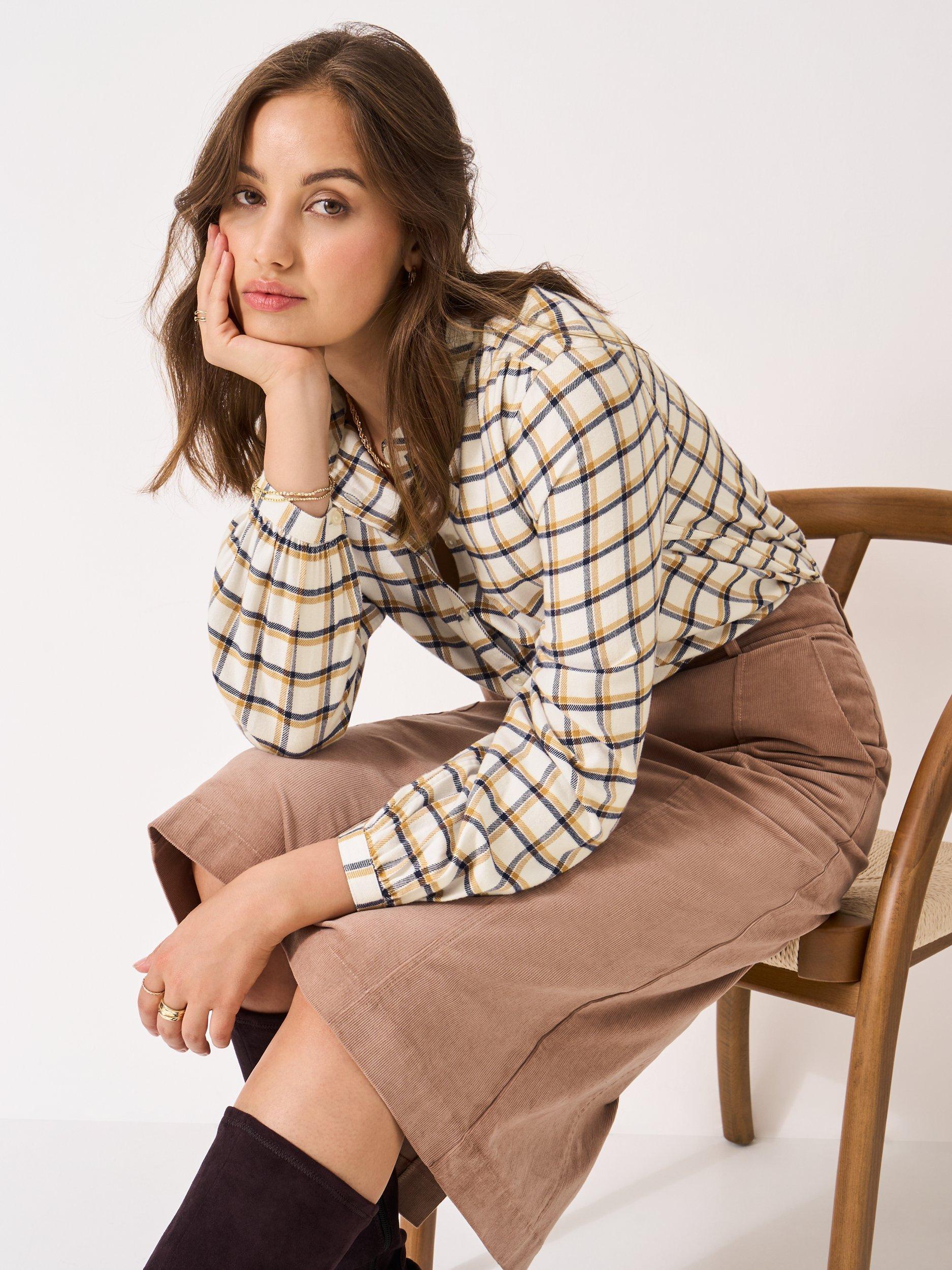 Product image 3 of 4, which shows Crew Clothing Tabitha Flannel Shirt, Beige, 10
