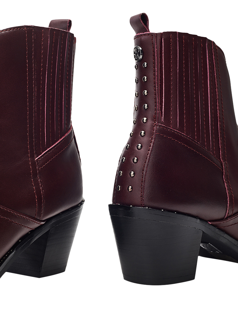Product image 3 of 11, which shows Moda in Pelle Anniee Almond Toe Boots, Burgundy, 3