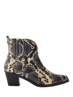 Moda in Pelle Annie Snake Print Leather Cowboy Boots, Natural