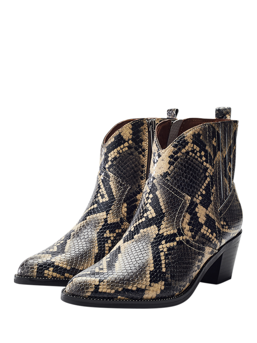 Product image 2 of 4, which shows Moda in Pelle Annie Snake Print Leather Cowboy Boots, Natural, 3