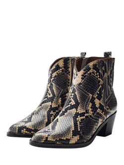 Moda in Pelle Annie Snake Print Leather Cowboy Boots - view 2, Natural