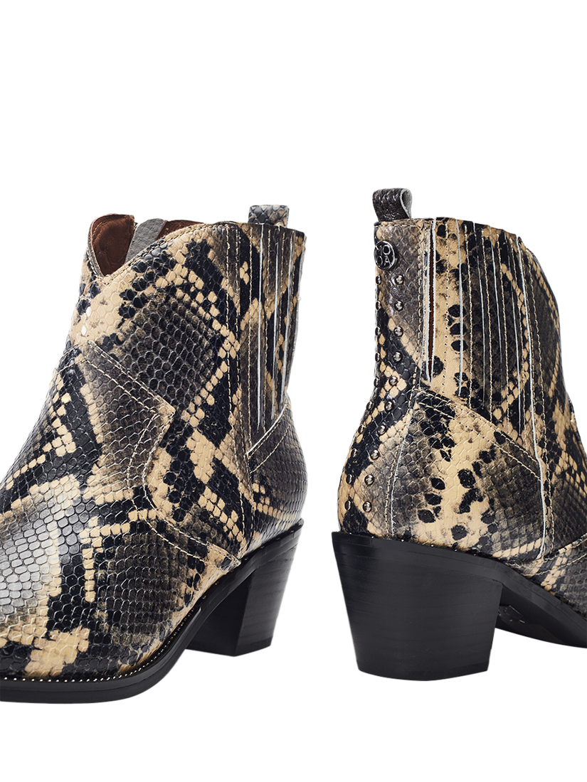 Product image 3 of 4, which shows Moda in Pelle Annie Snake Print Leather Cowboy Boots, Natural, 3