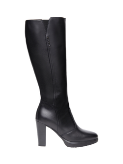 NeroGiardini Alassio Leather Knee High Heel Boots, Black